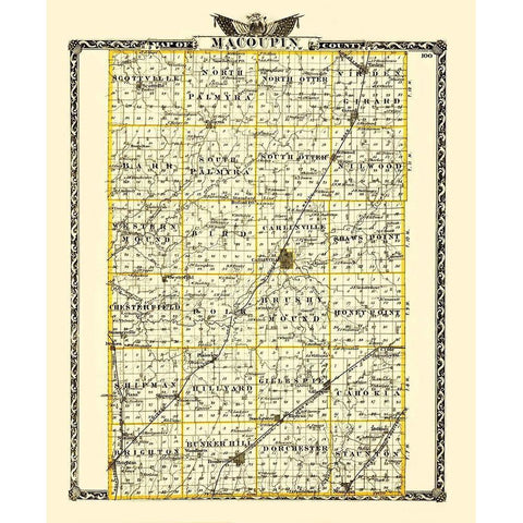 Macoupin Illinois Landowner - Warner 1870 Gold Ornate Wood Framed Art Print with Double Matting by Warner