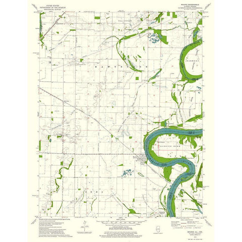 Maunie Illinois Quad - USGS 1974 White Modern Wood Framed Art Print by USGS