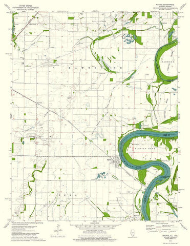 Maunie Illinois Quad - USGS 1974 Black Ornate Wood Framed Art Print with Double Matting by USGS