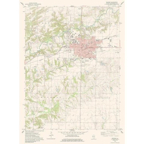 Macomb Illinois Quad - USGS 1974 Black Modern Wood Framed Art Print with Double Matting by USGS