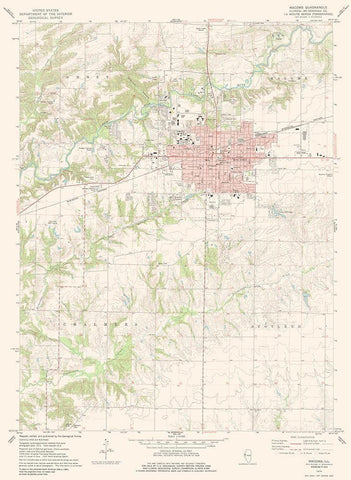 Macomb Illinois Quad - USGS 1974 White Modern Wood Framed Art Print with Double Matting by USGS