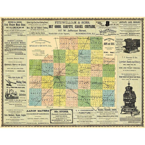 Mclean  Bloomington Illinois - Hambaugh 1886 Black Modern Wood Framed Art Print by Hambaugh