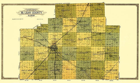 Mclean Illinois - Ogle 1914 White Modern Wood Framed Art Print with Double Matting by Ogle