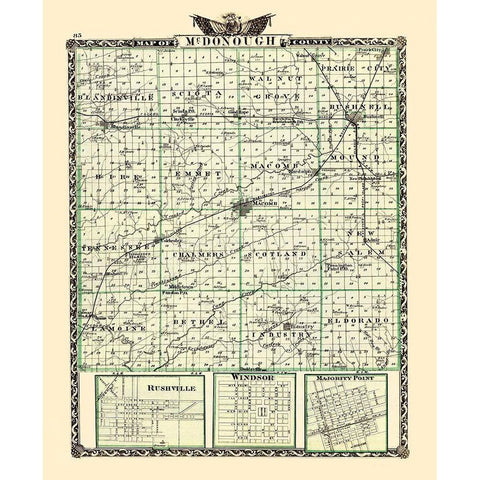 Mcdonough Illinois Landowner - Warner 1870 Black Modern Wood Framed Art Print with Double Matting by Warner