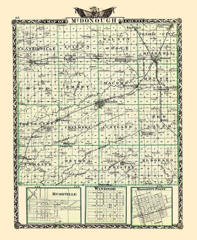 Mcdonough Illinois Landowner - Warner 1870 White Modern Wood Framed Art Print with Double Matting by Warner