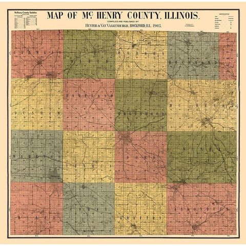 McHenry County Illinois - Hunter 1903  Black Modern Wood Framed Art Print with Double Matting by Hunter