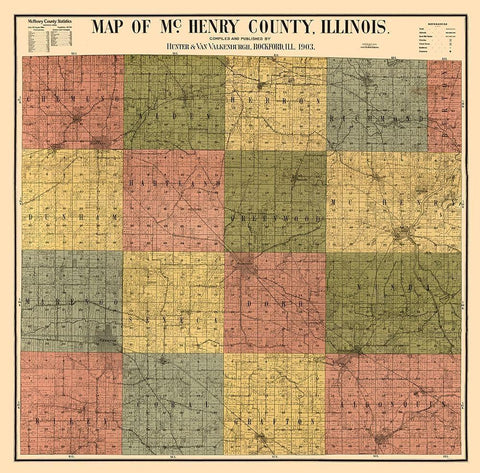 McHenry County Illinois - Hunter 1903  Black Ornate Wood Framed Art Print with Double Matting by Hunter