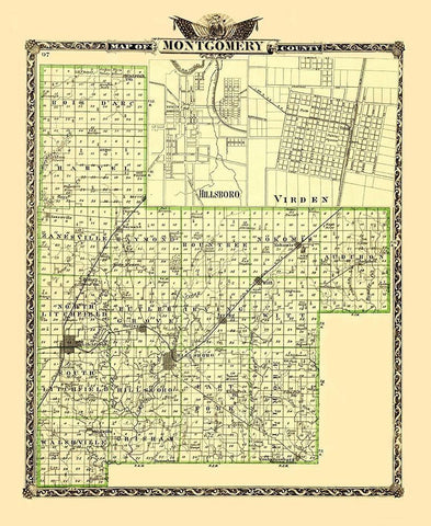 Montgomery Illinois Landowner - Warner 1870 Black Ornate Wood Framed Art Print with Double Matting by Warner