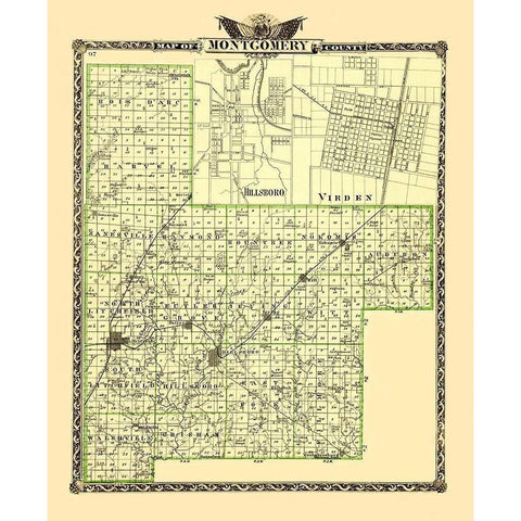 Montgomery Illinois Landowner - Warner 1870 Black Modern Wood Framed Art Print with Double Matting by Warner