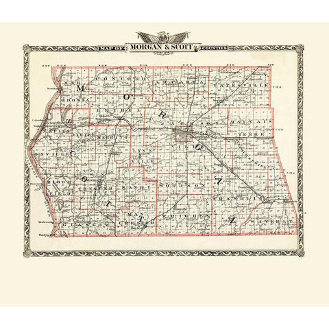 Morgan  Scott Illinois Landowner - Warner 1876 White Modern Wood Framed Art Print by Warner