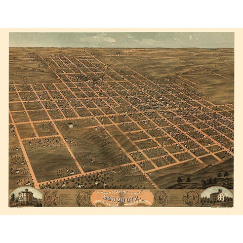 Monmouth Illinois - Ruger 1869 Gold Ornate Wood Framed Art Print with Double Matting by Ruger