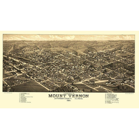 Mount Vernon Illinois - Polk 1881 Black Modern Wood Framed Art Print by Polk