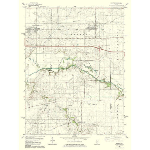 Niantic Illinois Quad - USGS 1982 Black Modern Wood Framed Art Print with Double Matting by USGS