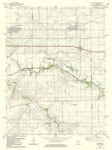 Niantic Illinois Quad - USGS 1982 White Modern Wood Framed Art Print with Double Matting by USGS