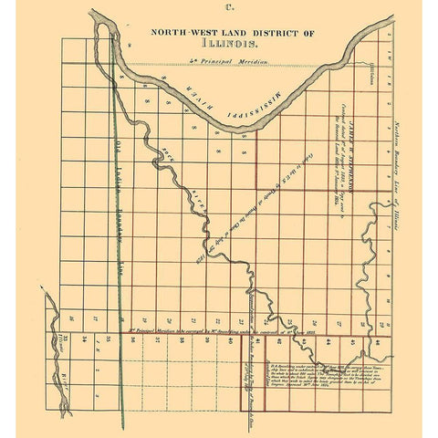 Northwest Land District Illinois - Spaulding 1836 White Modern Wood Framed Art Print by Spaulding