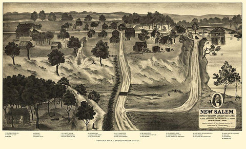 New Salem Illinois - Onstott 1909 White Modern Wood Framed Art Print with Double Matting by Onstott