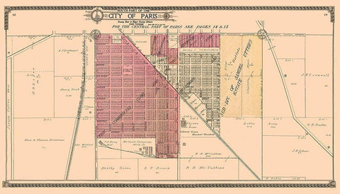 Southern Paris  Illinois - Ogle 1910 Black Ornate Wood Framed Art Print with Double Matting by Ogle