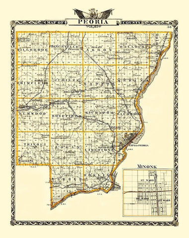 Peoria Illinois Landowner - Warner 1876 White Modern Wood Framed Art Print with Double Matting by Warner