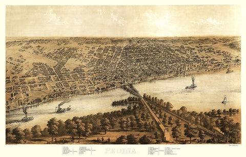 Peoria Illinois - Ruger 1867 White Modern Wood Framed Art Print with Double Matting by Ruger