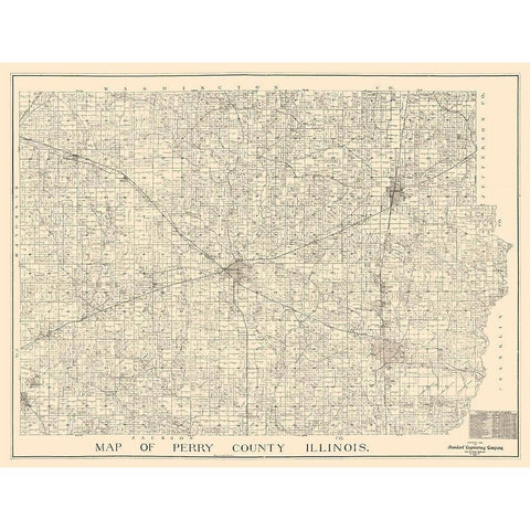 Perry County Illinois - Standard Engineering 1908  Black Modern Wood Framed Art Print by Standard Engineering