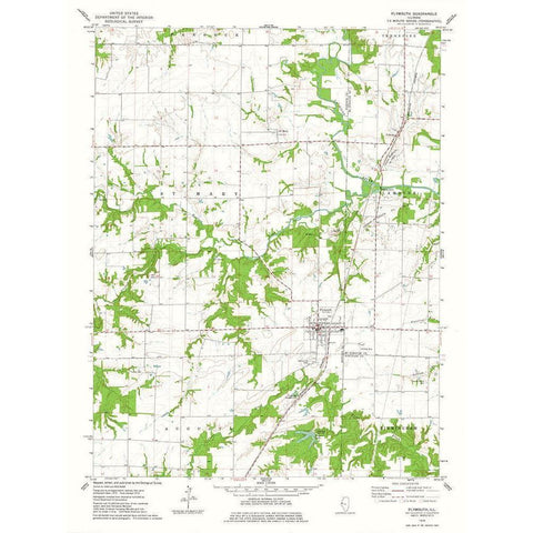 Plymouth Illinois Quad - USGS 1974 White Modern Wood Framed Art Print by USGS