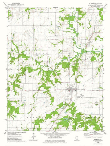 Plymouth Illinois Quad - USGS 1974 White Modern Wood Framed Art Print with Double Matting by USGS