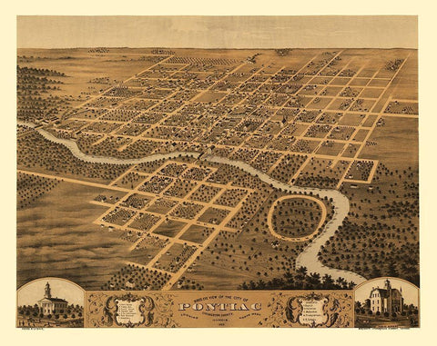 Pontiac Illinois - Ruger 1869 Black Ornate Wood Framed Art Print with Double Matting by Ruger