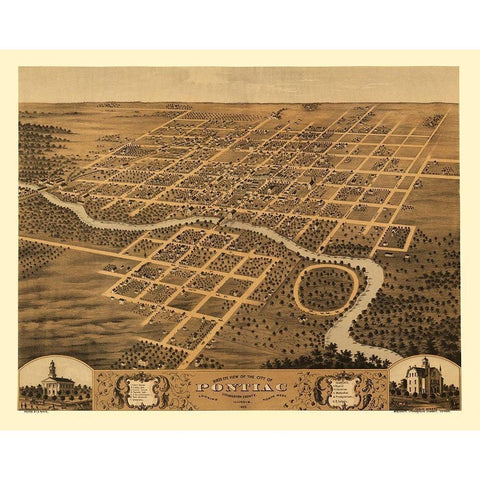 Pontiac Illinois - Ruger 1869 Black Modern Wood Framed Art Print with Double Matting by Ruger