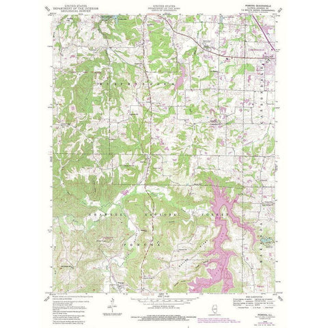 Pomona Illinois Quad - USGS 1948 Black Modern Wood Framed Art Print with Double Matting by USGS