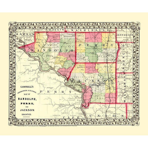 Randolph  Perry  Jackson Illinois - Campbell 1850 White Modern Wood Framed Art Print by Campbell