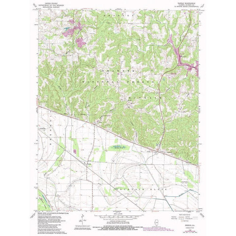 Raddle Illinois Quad - USGS 1968 White Modern Wood Framed Art Print by USGS