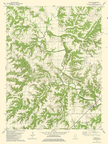 Ripley Illinois Quad - USGS 1981 White Modern Wood Framed Art Print with Double Matting by USGS