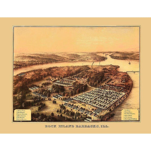 Rock Island Barracks Illinois - Speidel 1864 Black Modern Wood Framed Art Print by Speidel