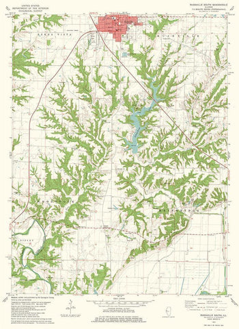 South Rushville Illinois Quad - USGS 1981 White Modern Wood Framed Art Print with Double Matting by USGS