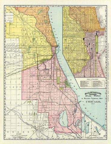 Chicago Illinois Railway Terminal - 1892 White Modern Wood Framed Art Print with Double Matting by Unknown