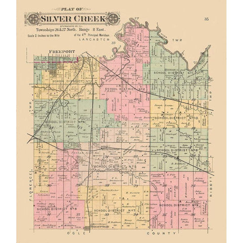 Silver Creek  Illinois Gold Ornate Wood Framed Art Print with Double Matting by North West Publishing Co.