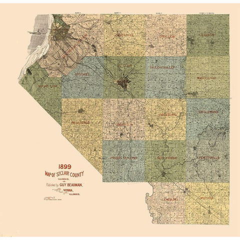 St Clair County Illinois - Beauman 1899  Black Modern Wood Framed Art Print with Double Matting by Beauman