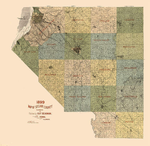 St Clair County Illinois - Beauman 1899  White Modern Wood Framed Art Print with Double Matting by Beauman