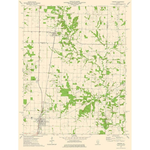Tamaroa Illinois Quad - USGS 1975 White Modern Wood Framed Art Print by USGS
