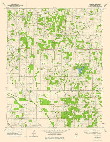 Thackeray Illinois Quad - USGS 1974 White Modern Wood Framed Art Print with Double Matting by USGS