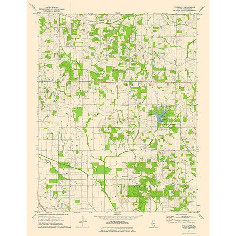 Thackeray Illinois Quad - USGS 1974 Black Modern Wood Framed Art Print with Double Matting by USGS