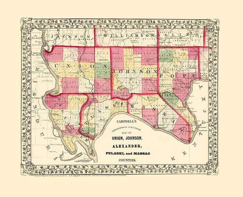 Union Johnson Alexander Pulaski Massac Illinois White Modern Wood Framed Art Print with Double Matting by Campbell