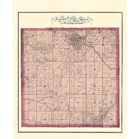 Virginia Illinois Landowner - Brink 1874 Black Modern Wood Framed Art Print by Brink