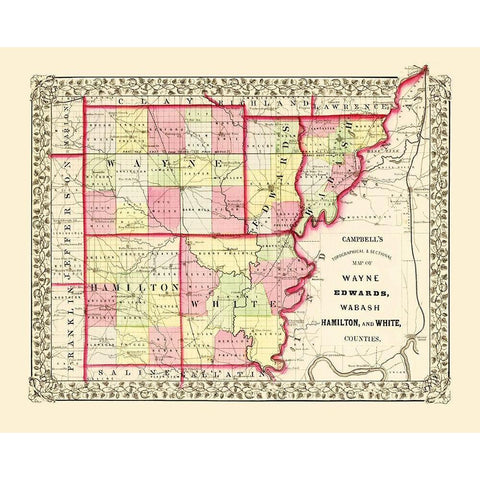 Wayne Edwards Wabash Hamilton White Illinois Gold Ornate Wood Framed Art Print with Double Matting by Campbell