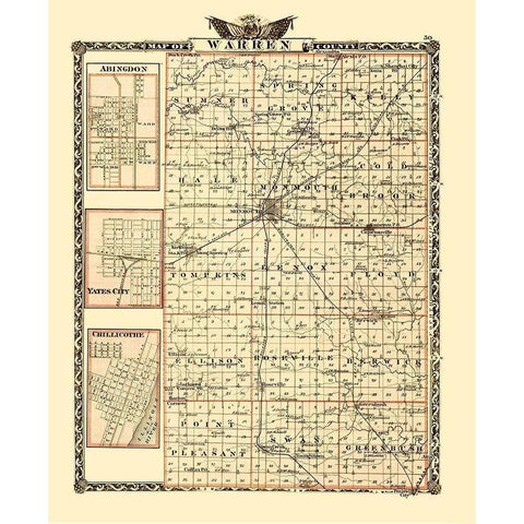 Warren Illinois Landowner - Warner 1870 White Modern Wood Framed Art Print by Warner