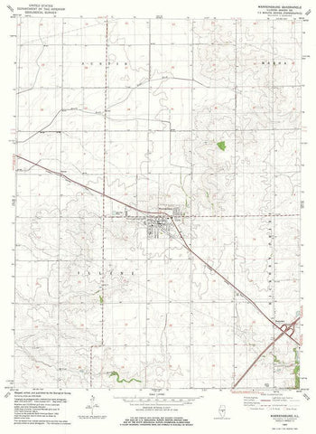 Warrensburg Illinois Quad - USGS 1982 White Modern Wood Framed Art Print with Double Matting by USGS