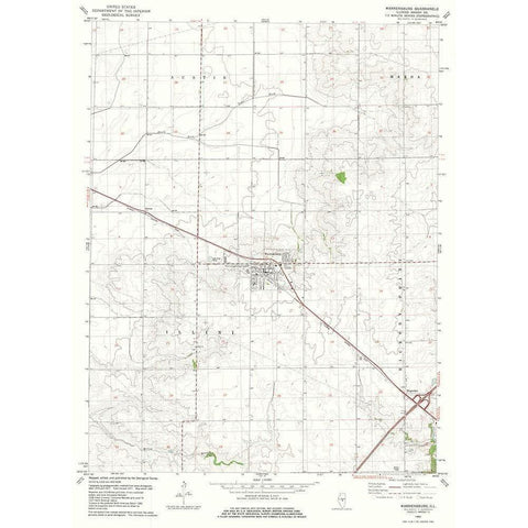 Warrensburg Illinois Quad - USGS 1982 White Modern Wood Framed Art Print by USGS