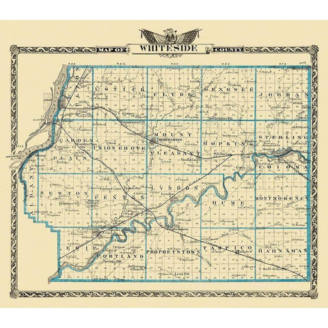 Whiteside Illinois Landowner - Warner 1876 Black Modern Wood Framed Art Print with Double Matting by Warner
