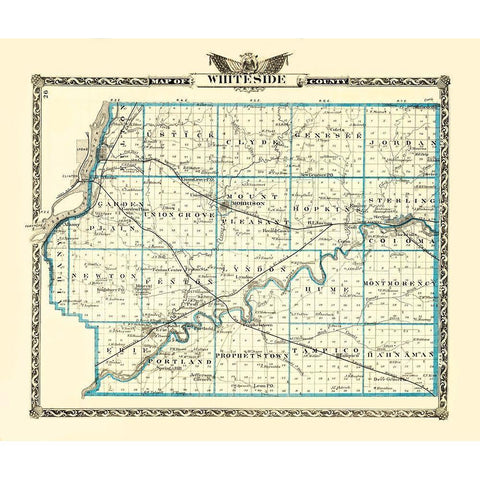 Whiteside Illinois Landowner - Warner 1870 Gold Ornate Wood Framed Art Print with Double Matting by Warner