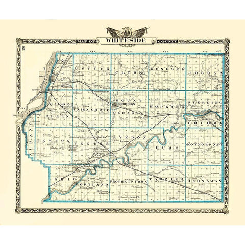 Whiteside Illinois Landowner - Warner 1870 Black Modern Wood Framed Art Print with Double Matting by Warner